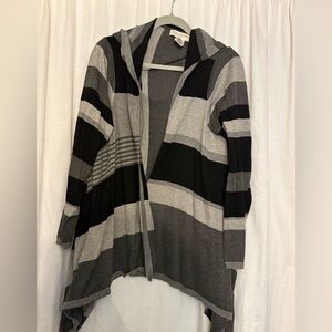 Jones New York Gray and Black Striped Cardigan